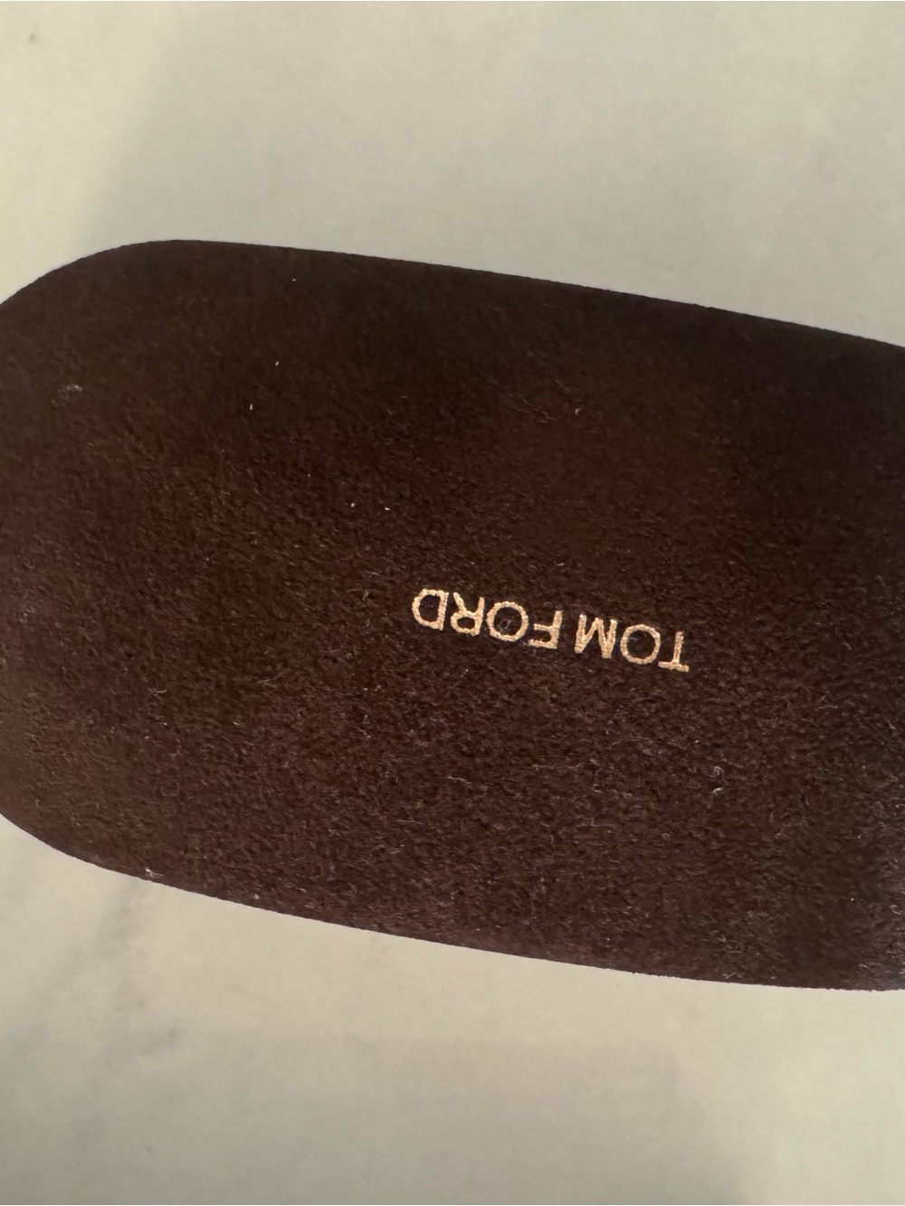Tom Ford Dark Brown Suede Eyewear Case with Gold Logo